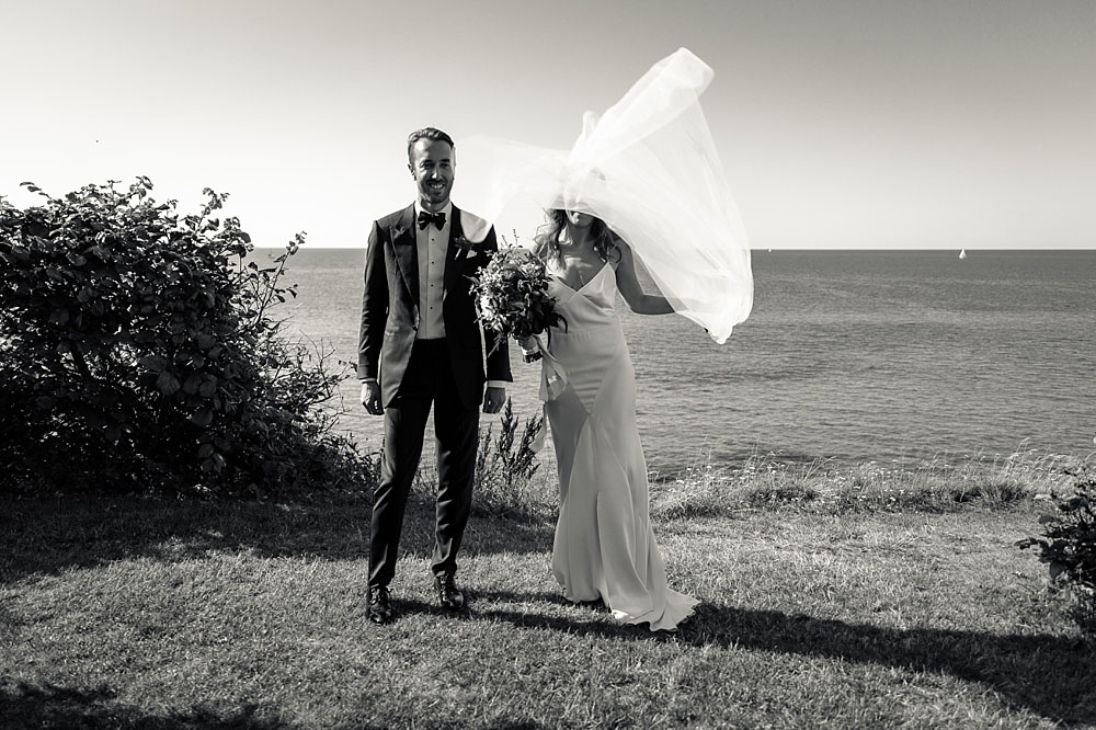 bride and groom at Helenekilde Badehotel in Tisvildeleje