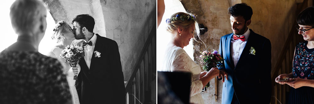 bride and groom getting married in the old church of Stevns, in Stevns Klint, Denmark