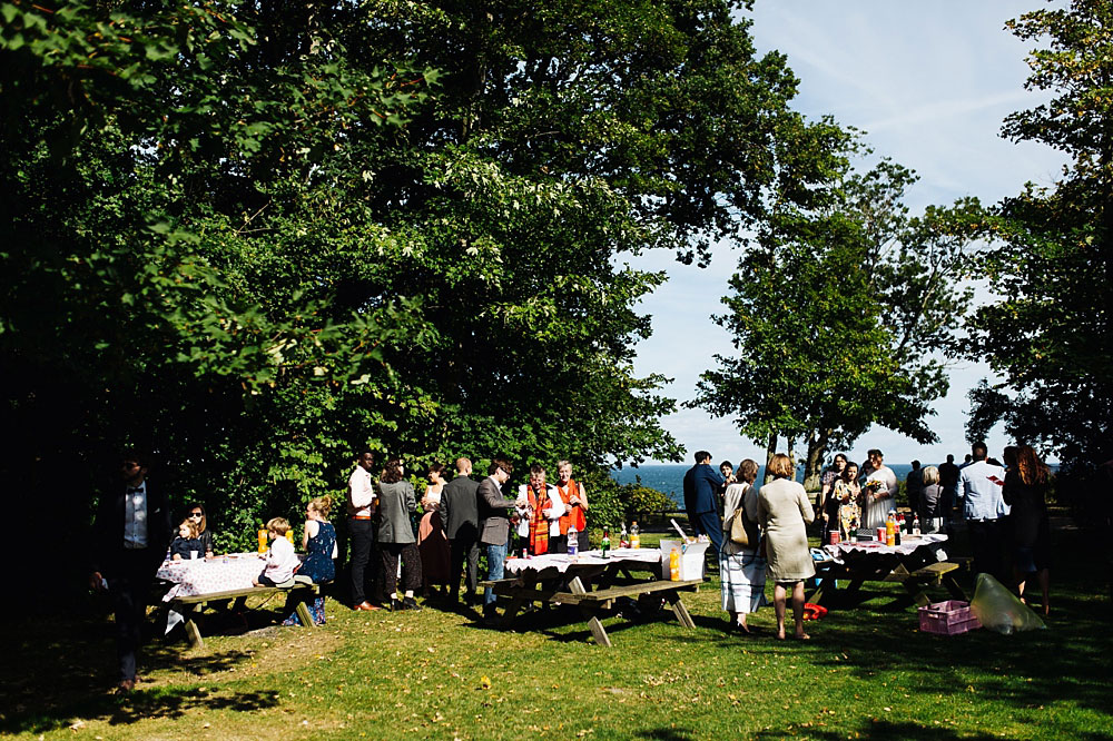 open air wedding reception in Stevns Klint, Denmark