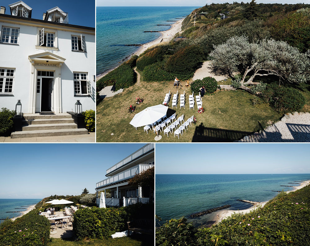 wedding venue at a beach hotel Helenekilde Badehotel, in Denmark. Wedding ceremony with sea view in Tisvildeleje.