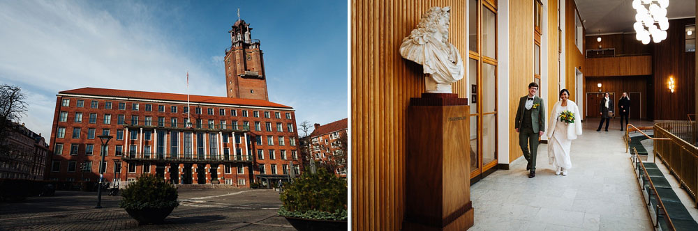 civil wedding at Frederiksberg Town Hall, Denmark