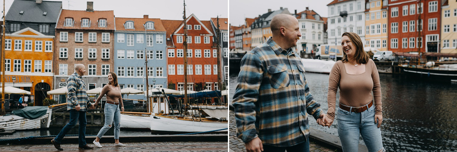 Natural couples shoot in Nyhavn, Copenhagen.