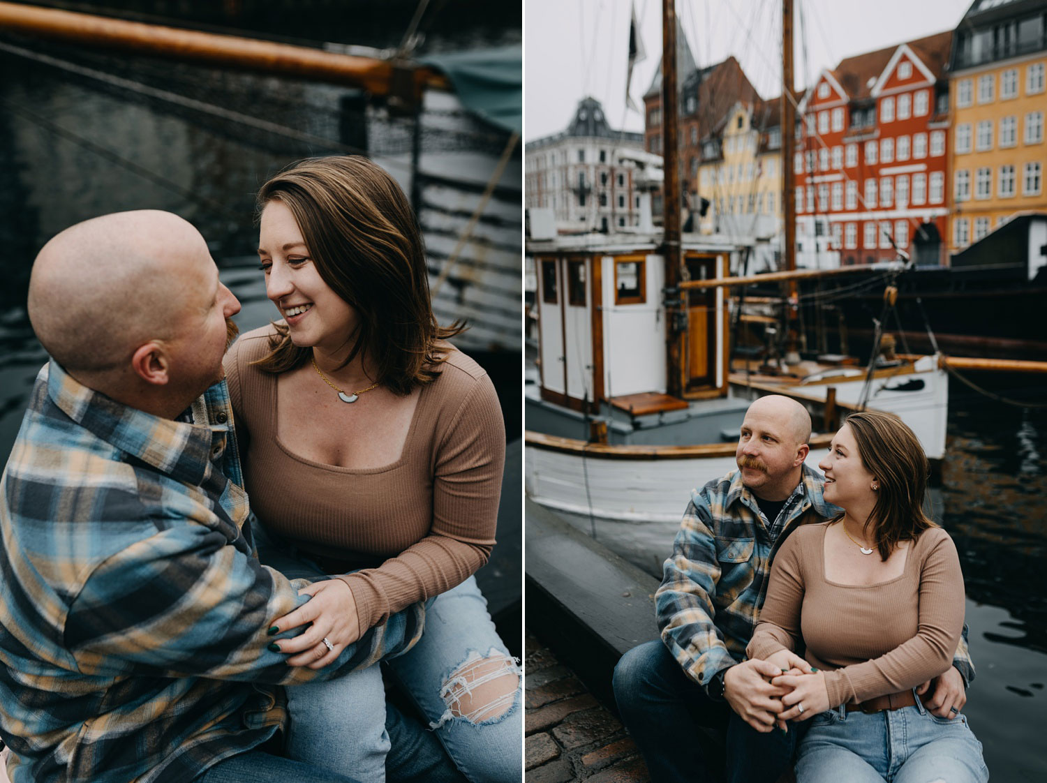Honeymoon photo session by Copenhagen's canals.