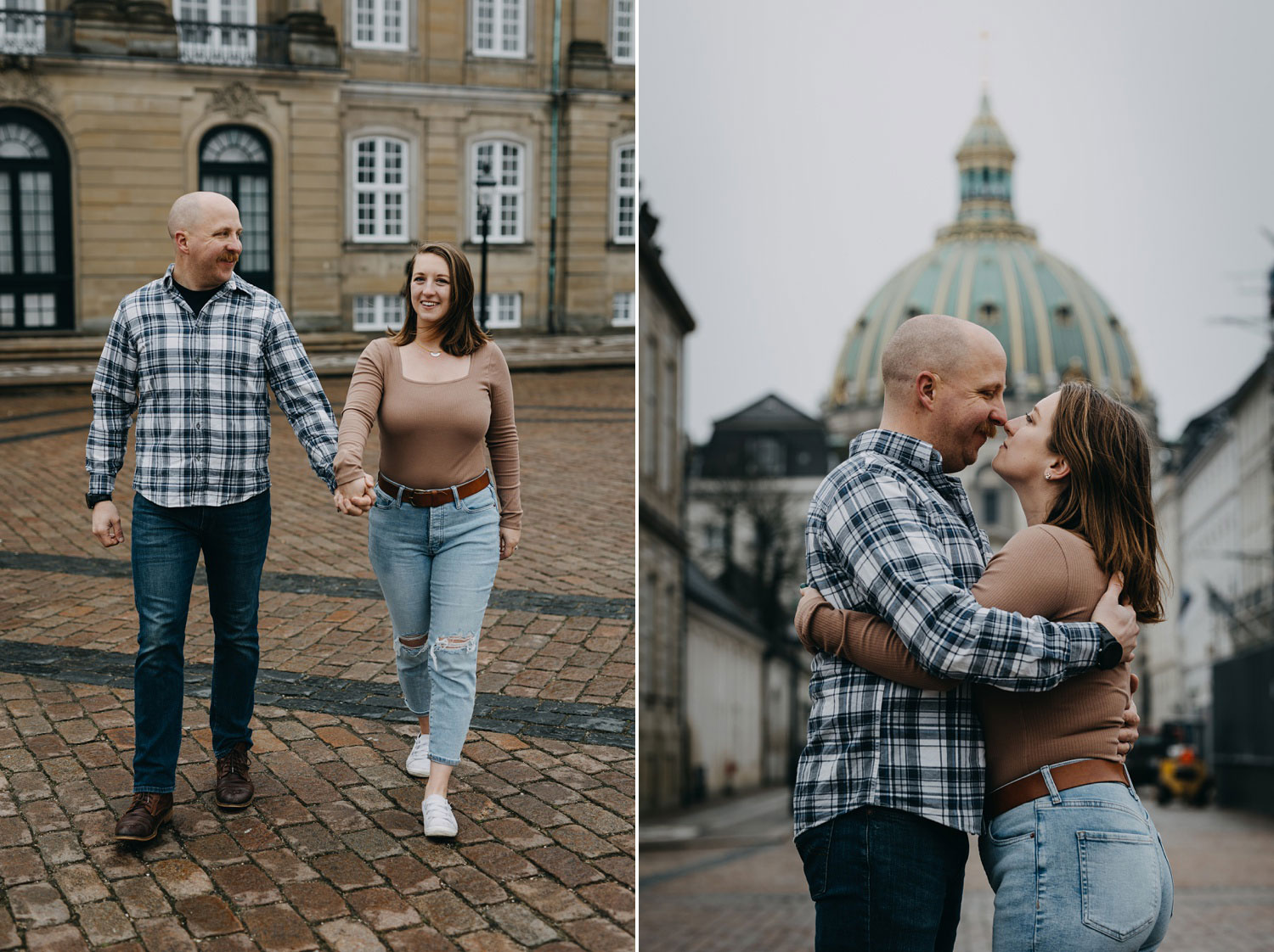 Honeymoon photos at Amalienborg Palace in Copenhagen