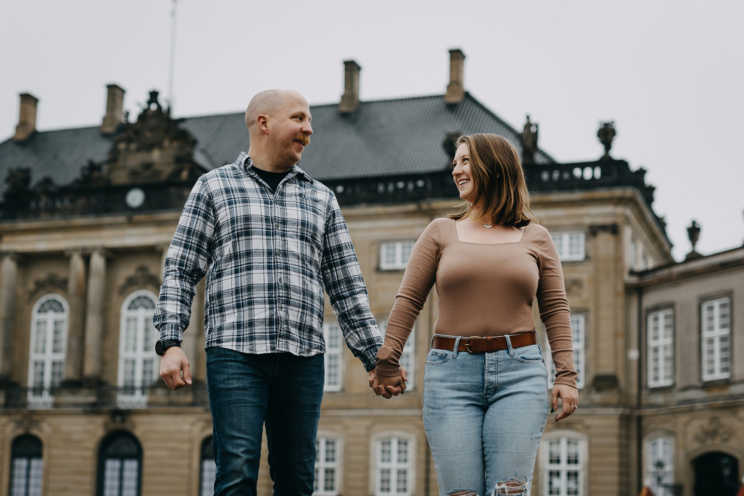 Honeymoon photos at Amalienborg Palace in Copenhagen