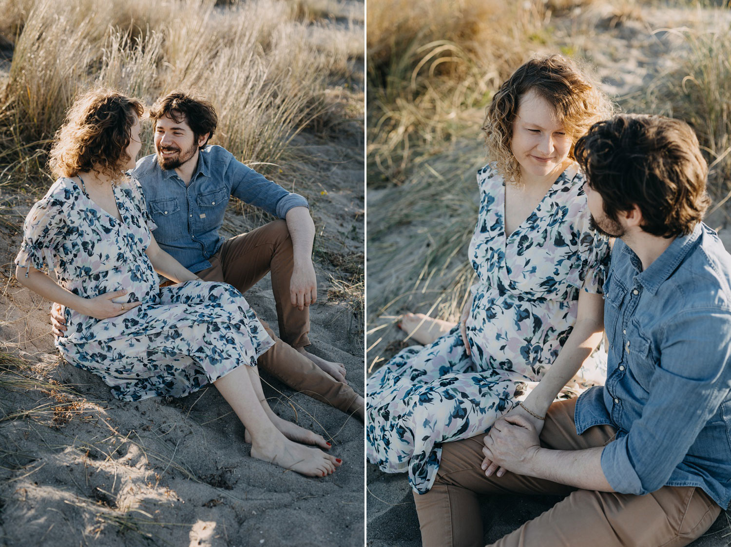 Candid moments of an expectant mother cherishing her pregnancy at Amager Beach in Copenhagen