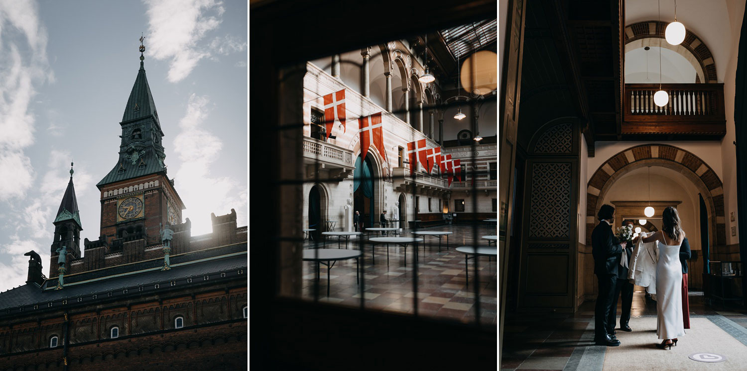 elopement photos at Copenhagen City Hall