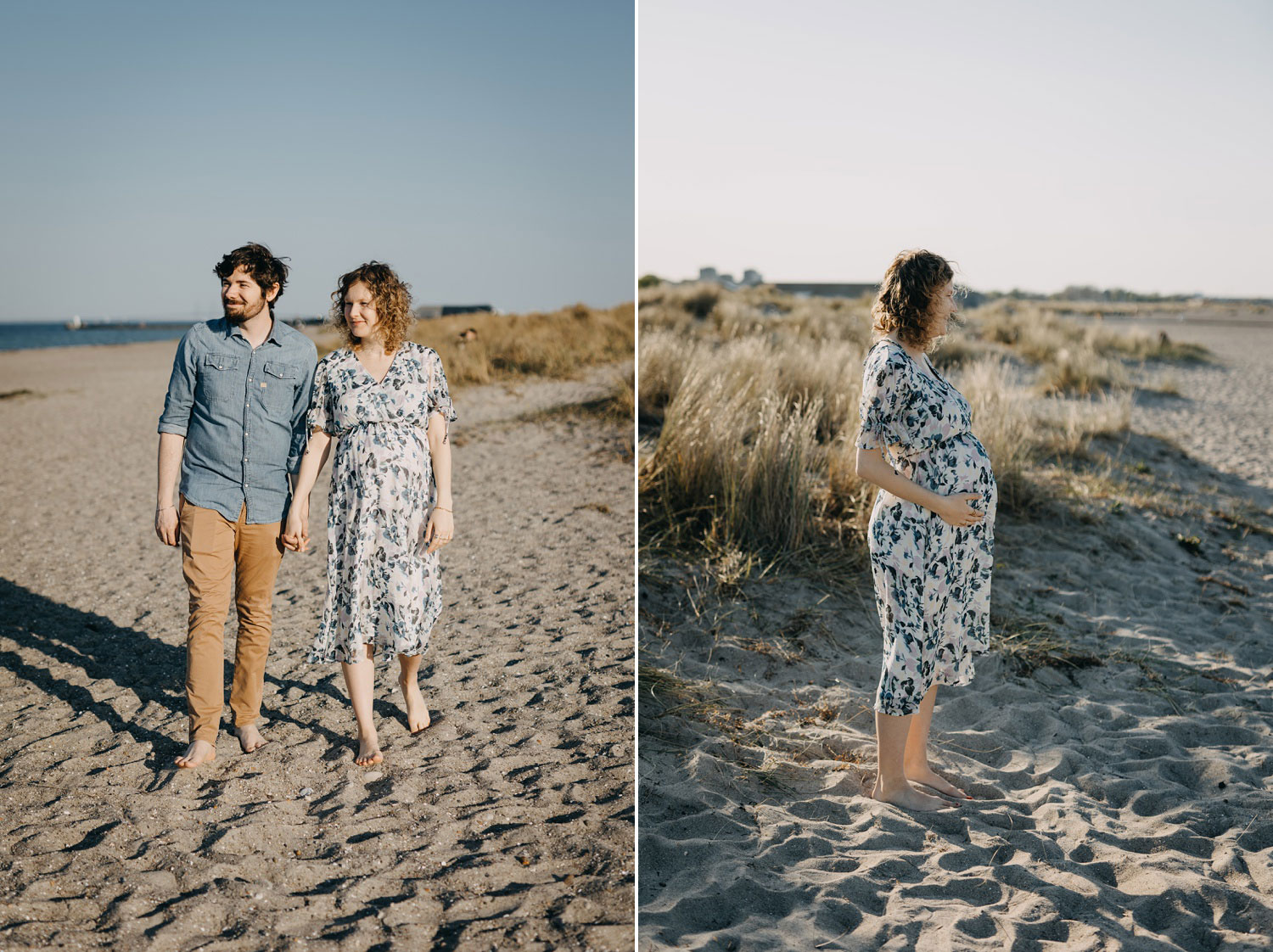Beautiful outdoor maternity session at Amager Beach in Copenhagen 