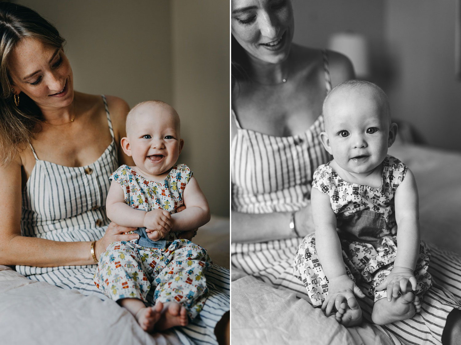 Image of a mother and her baby in a family shoot at home in Østebro, Copenhagen. 