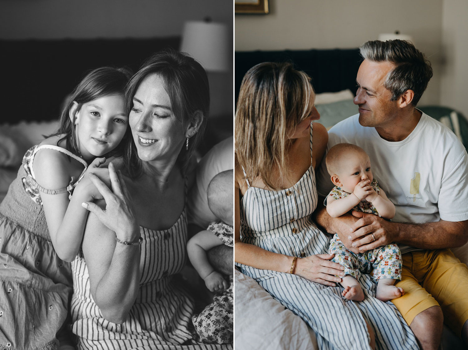 Loving parents holding their baby during an intimate home photoshoot in Copenhagen