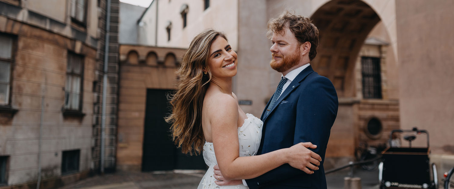 wedding portraits in the streets of Copenhagen - Copenhagen wedding photography