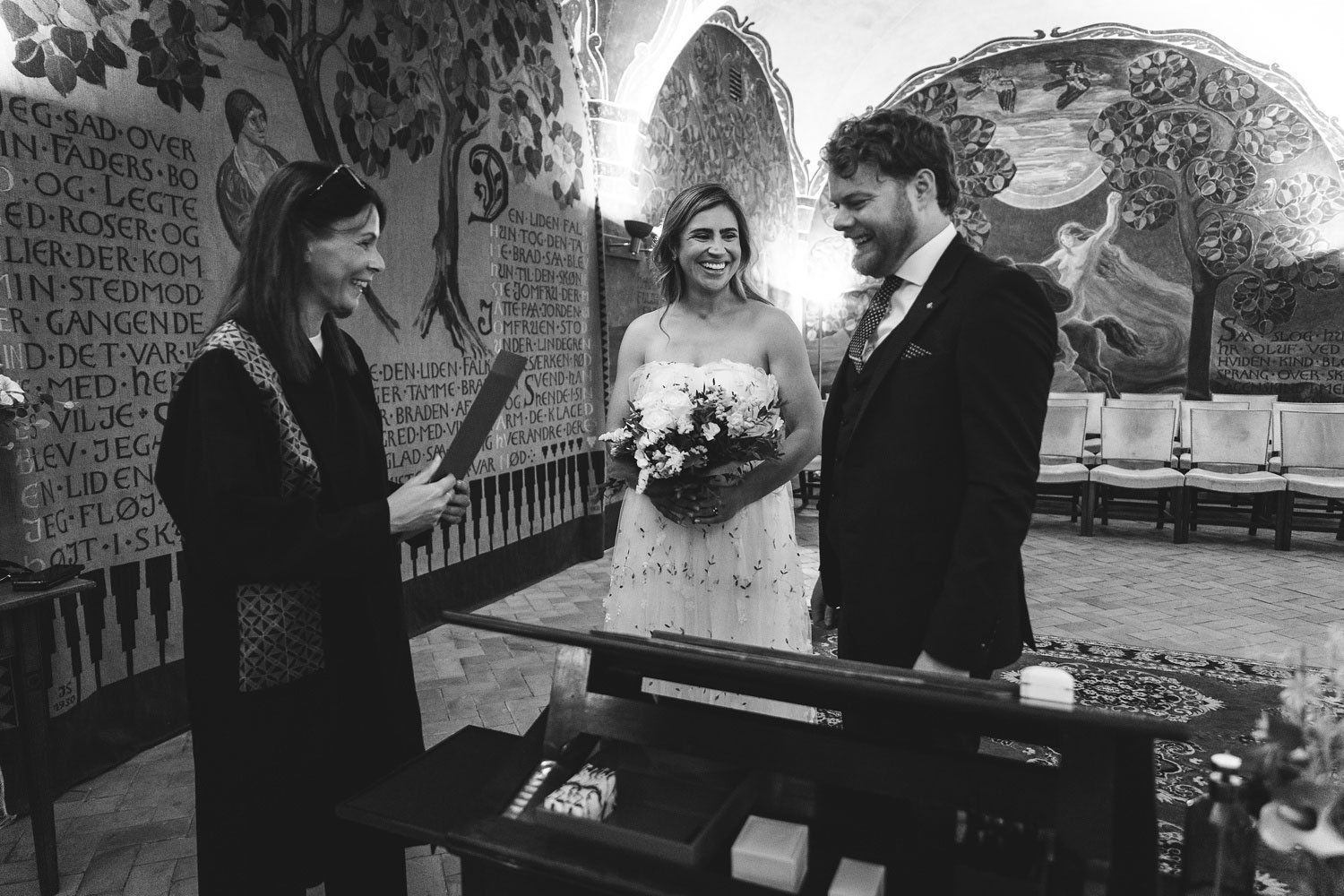 intimate civil wedding ceremony at Copenhagen City Hall - Copenhagen wedding photography