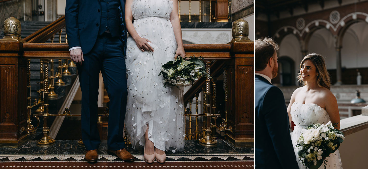 wedding details, wedding dress and flowers