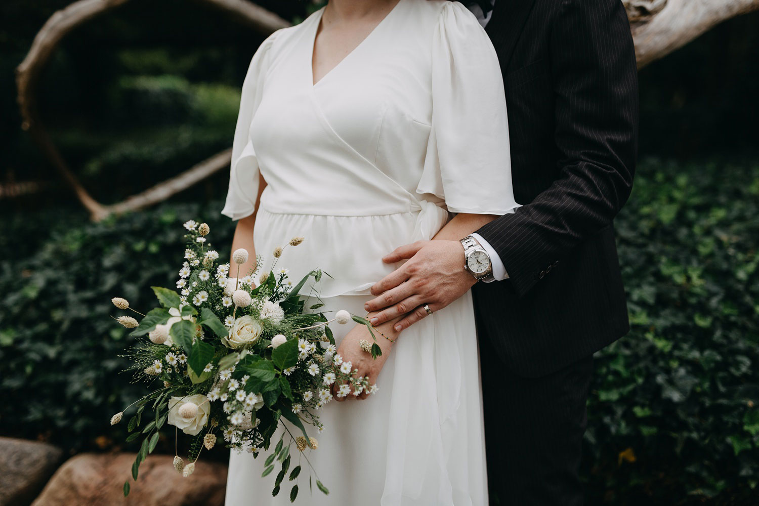 detail of a beautiful bridal bouquet 