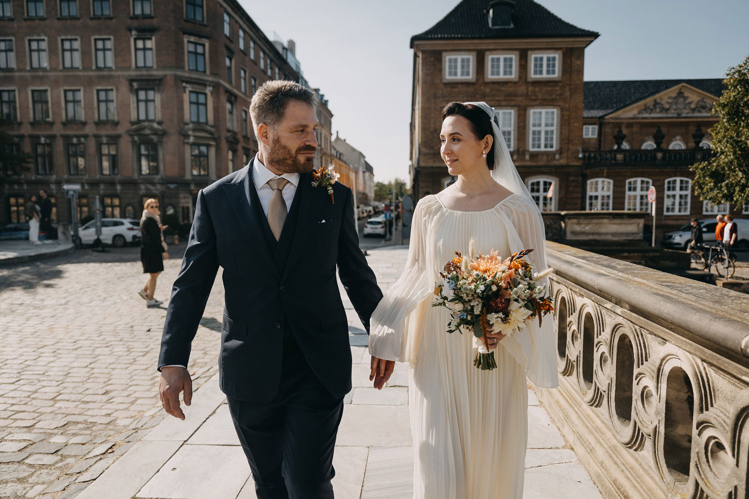 Urban Love: Bride and Groom in Copenhagen's Distinctive Streets