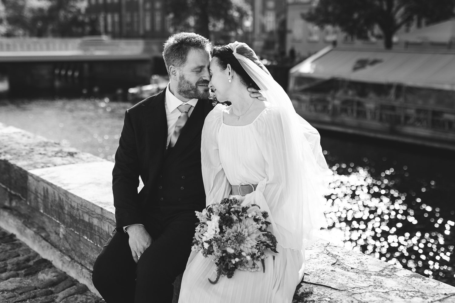 Intimate Moment Between Bride and Groom in Copenhagen