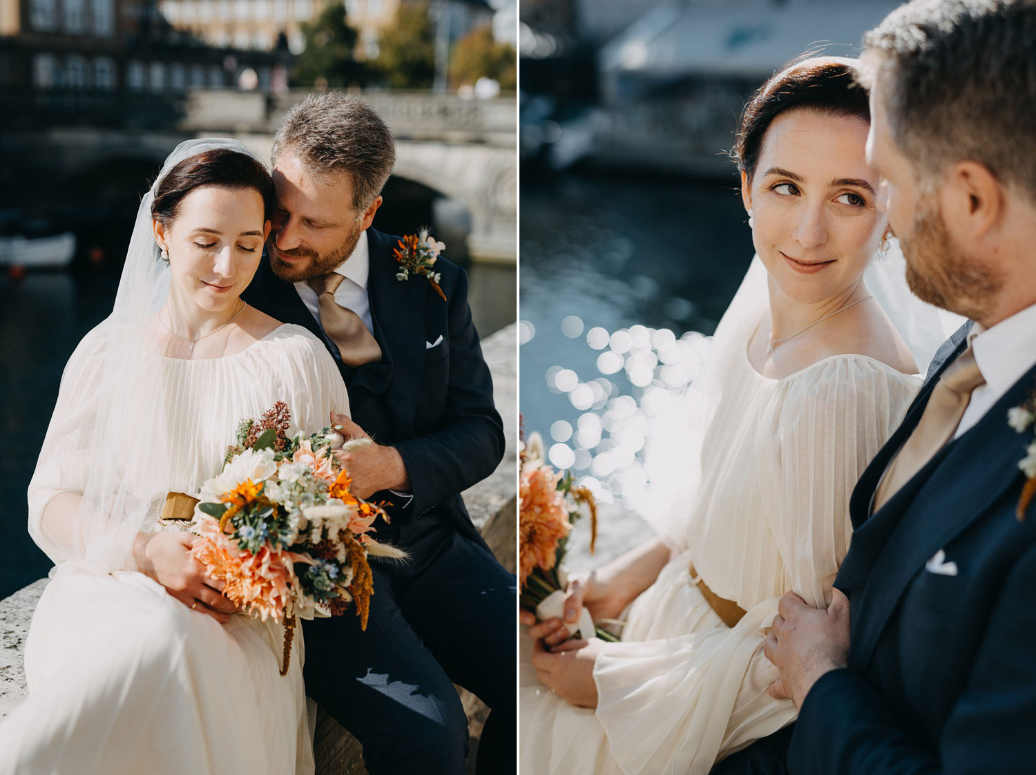 Intimate Moment Between Bride and Groom in Copenhagen