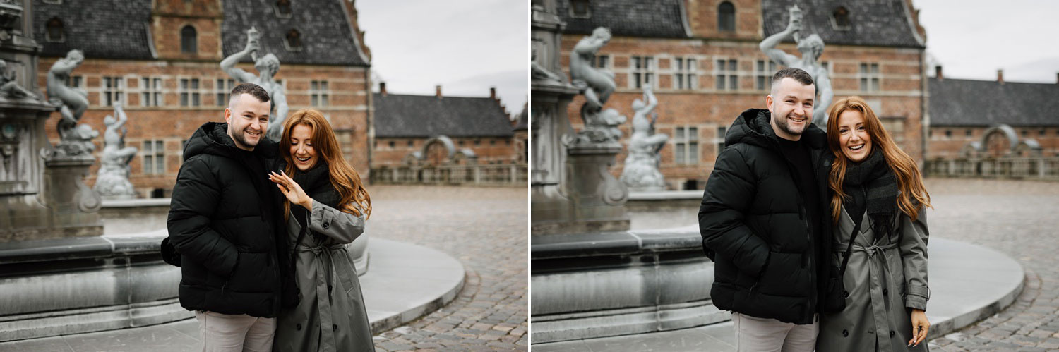 Engagement moment captured at Frederiksborg Castle