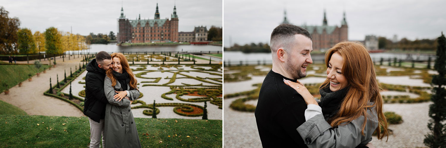 Intimate proposal session in Hillerød's castle gardens