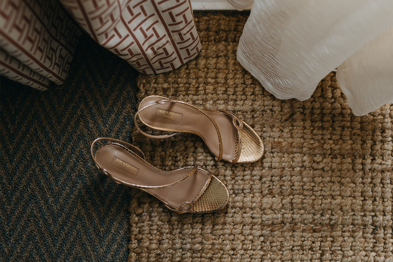 Close-up of the wedding shoes, highlighting its elegance