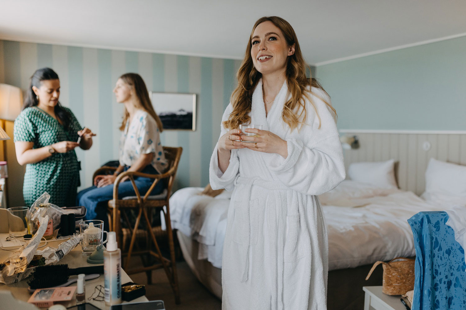 Bride getting ready for the wedding in Tisvildeleje