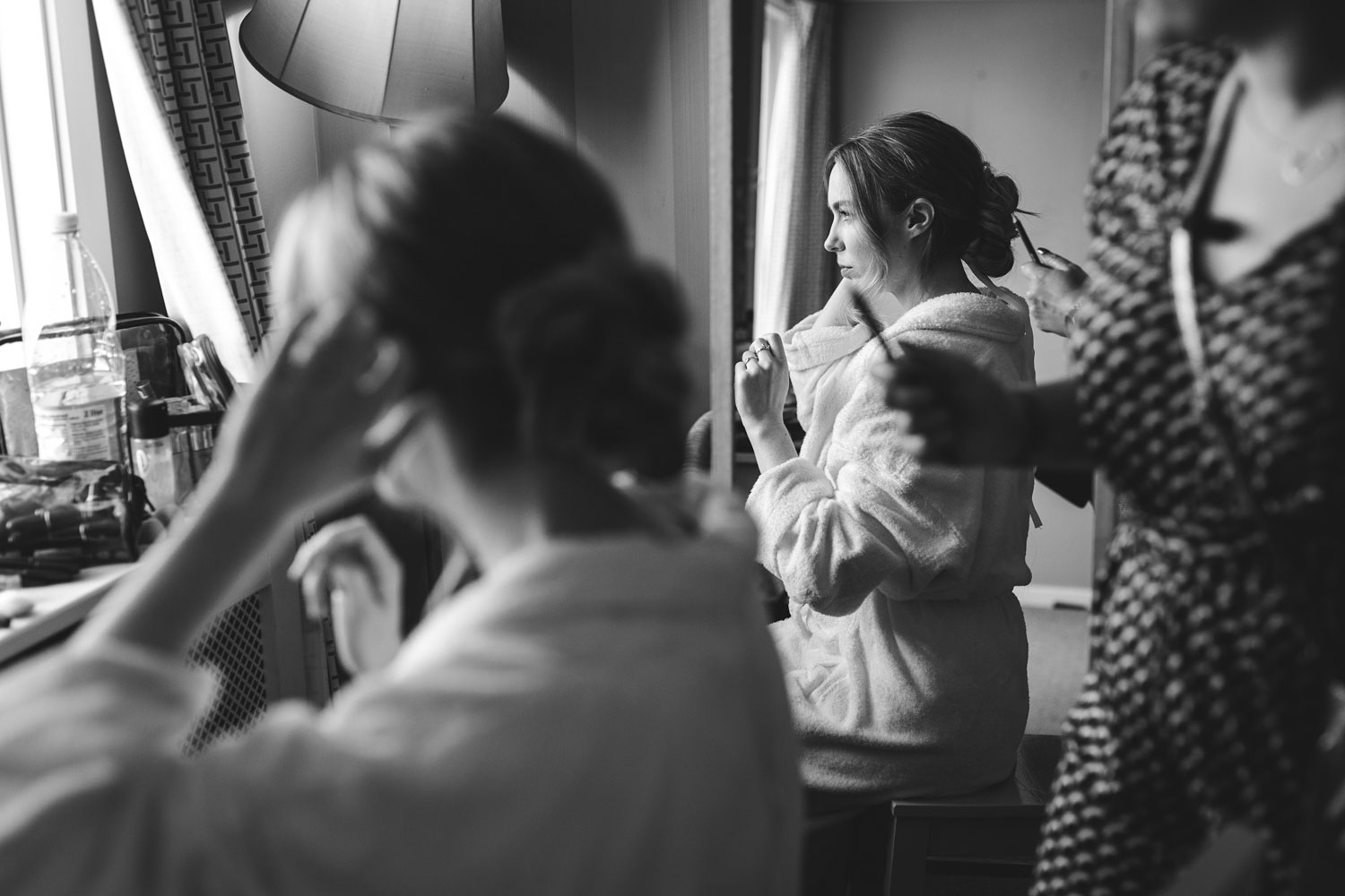 Bride's final preparations at Helenekilde Badehotel