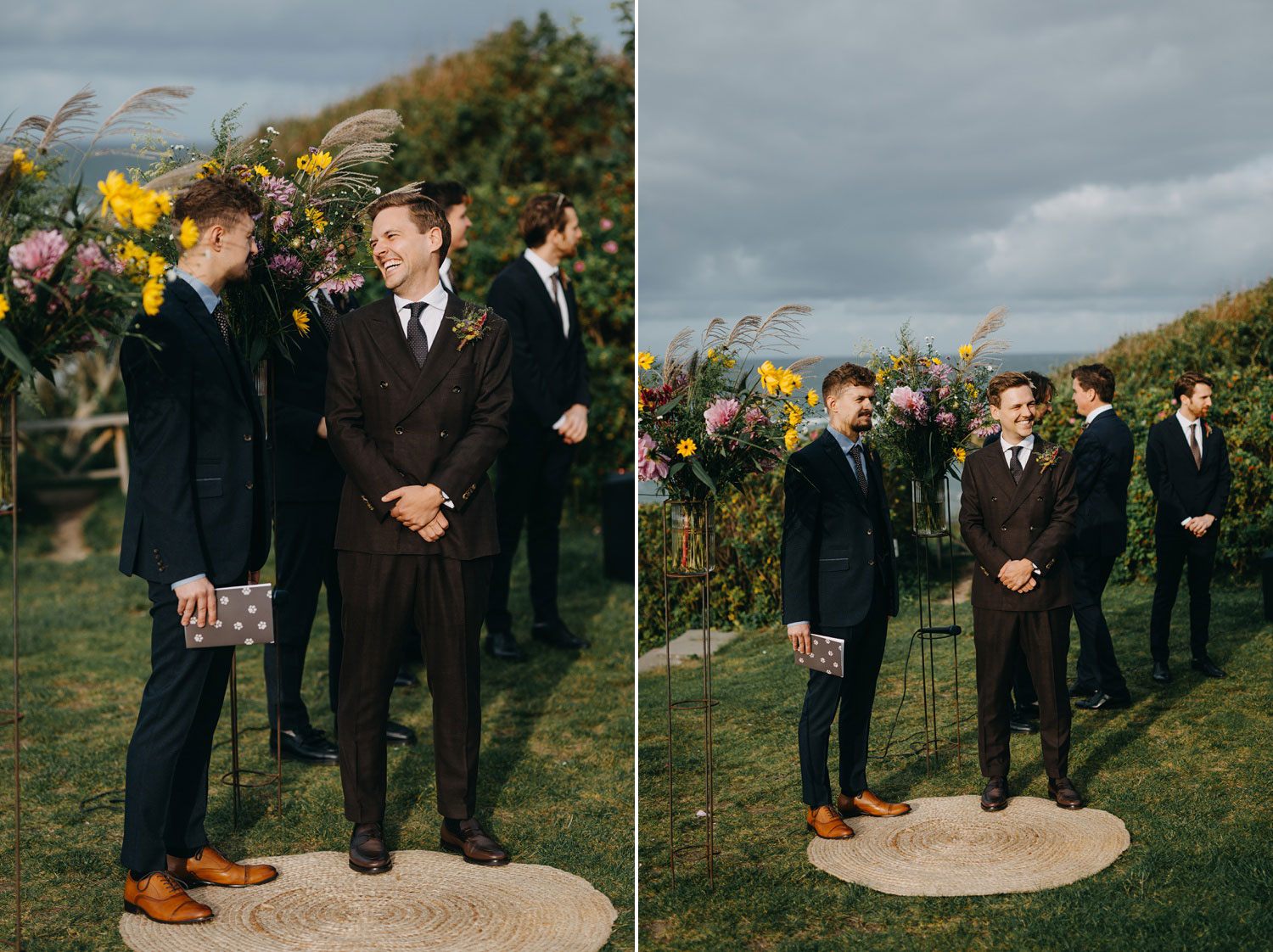 groom and best men waiting for the bride to walk down the aisle