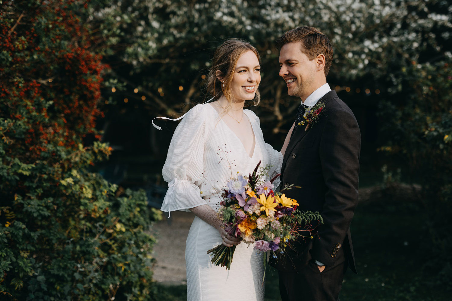 the bride and groom share a quiet, romantic portrait session at Helenekilde Badehotel, Tisvildeleje