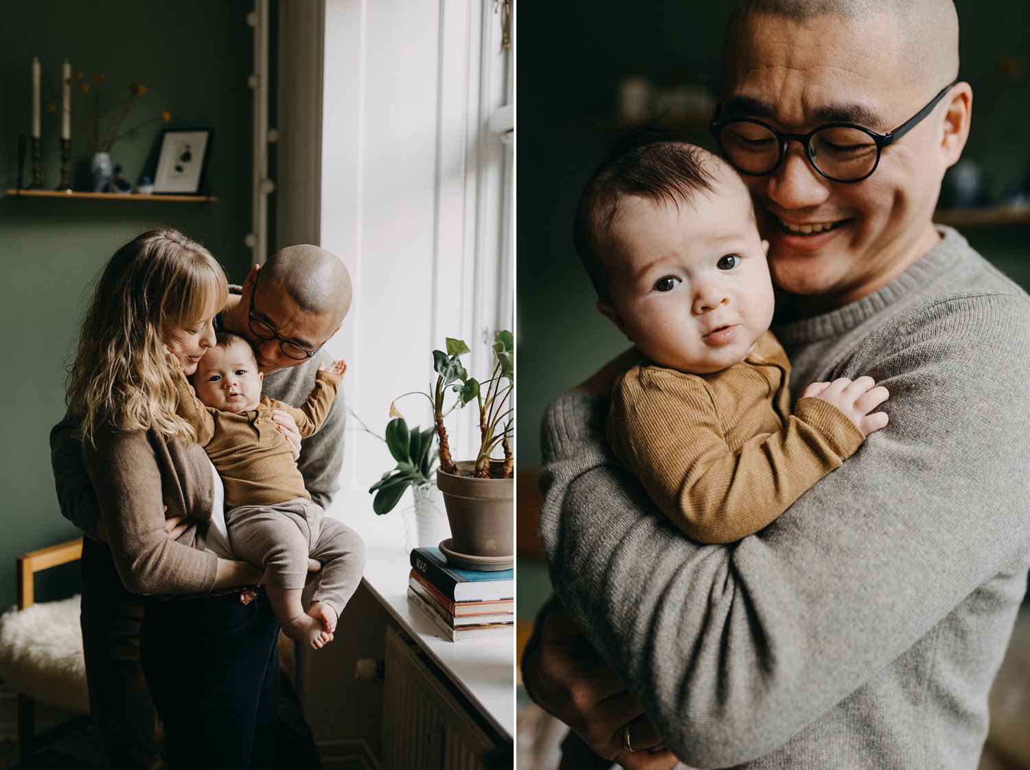 Warm and tender baby moment indoors