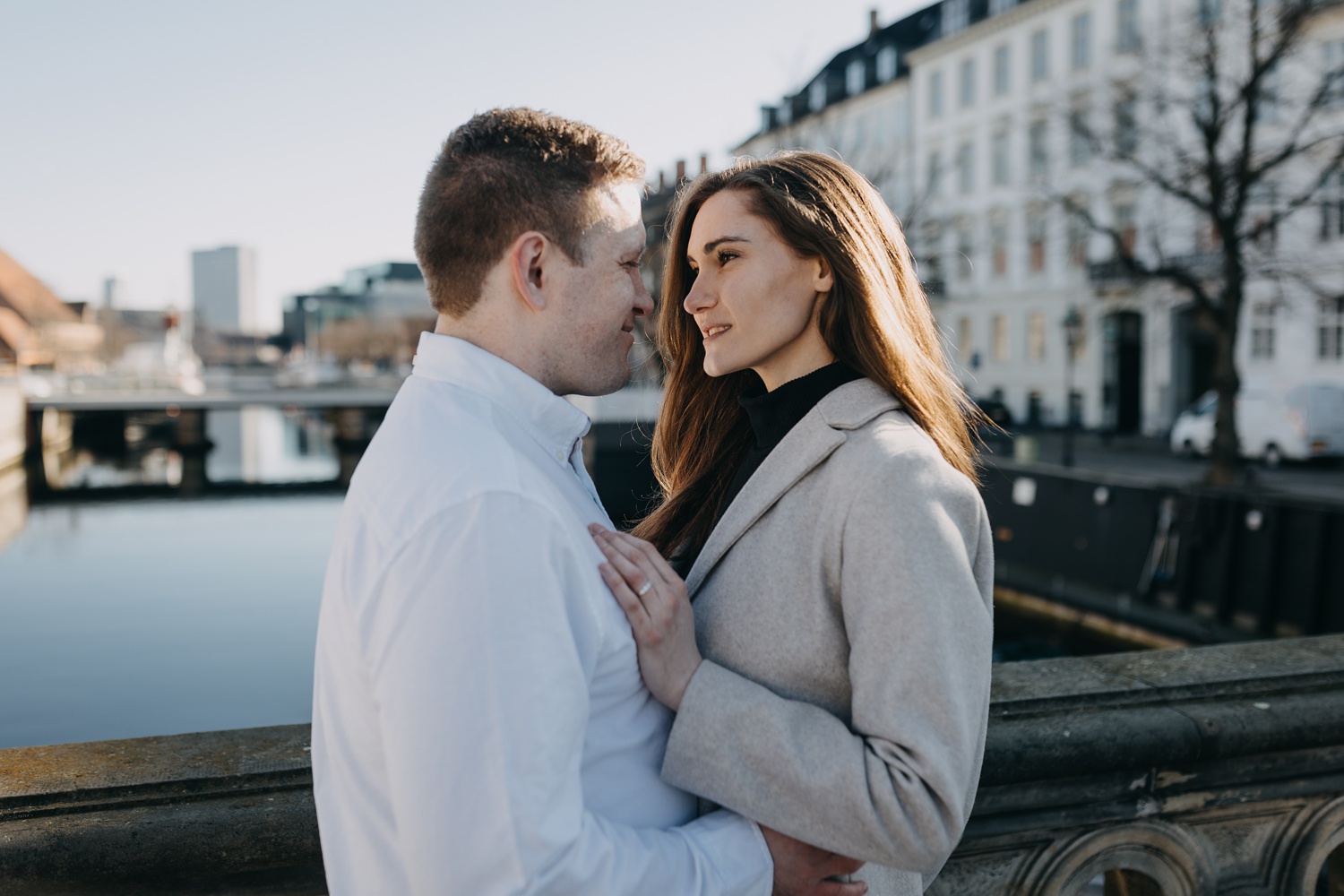 Intimate moments shared during Copenhagen engagement session
