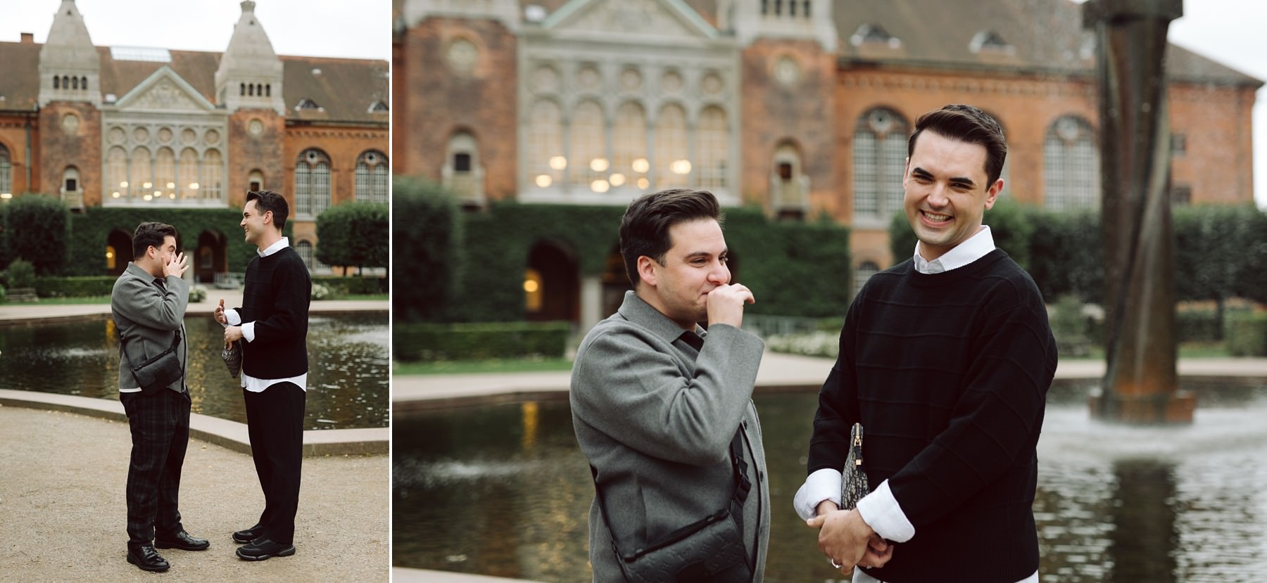 Candid engagement photo of a newly engaged couple in Copenhagen, Denmark.