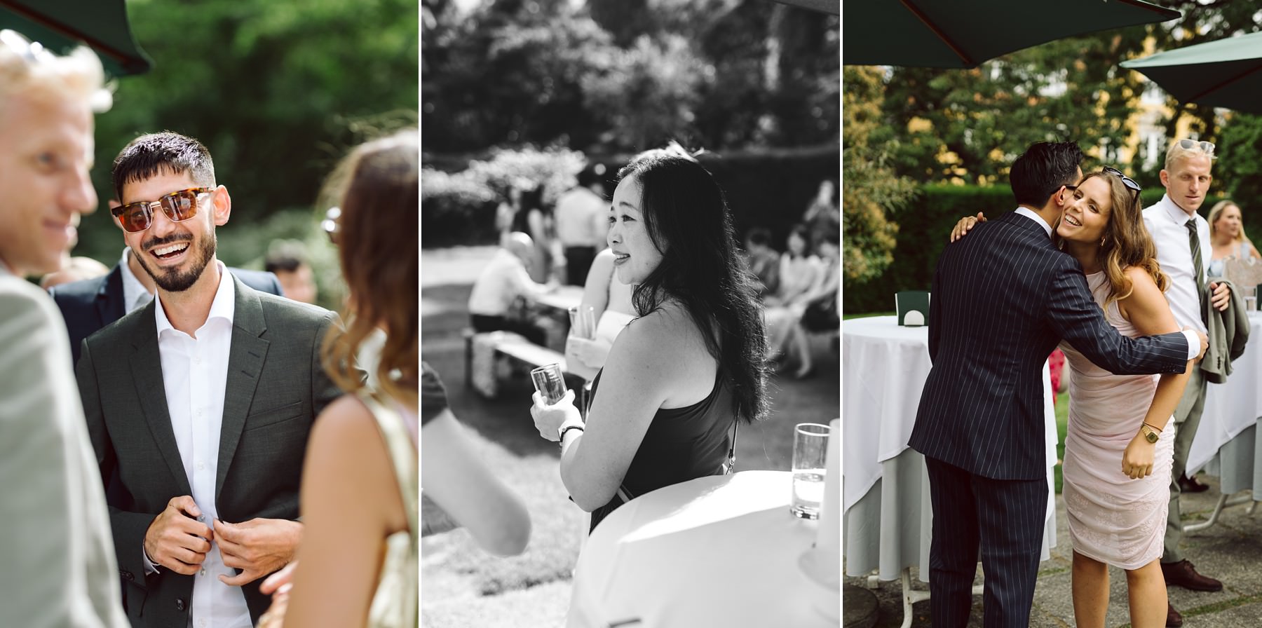 Wedding reception at Paradehuset in Copenhagen, with guests enjoying drinks and good food