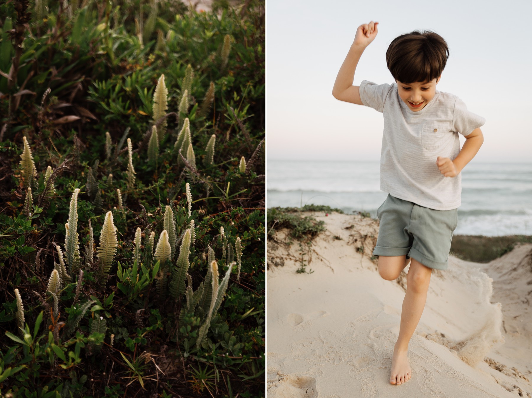 Candid family moment by the sea at Campeche Beach captured just before sunset