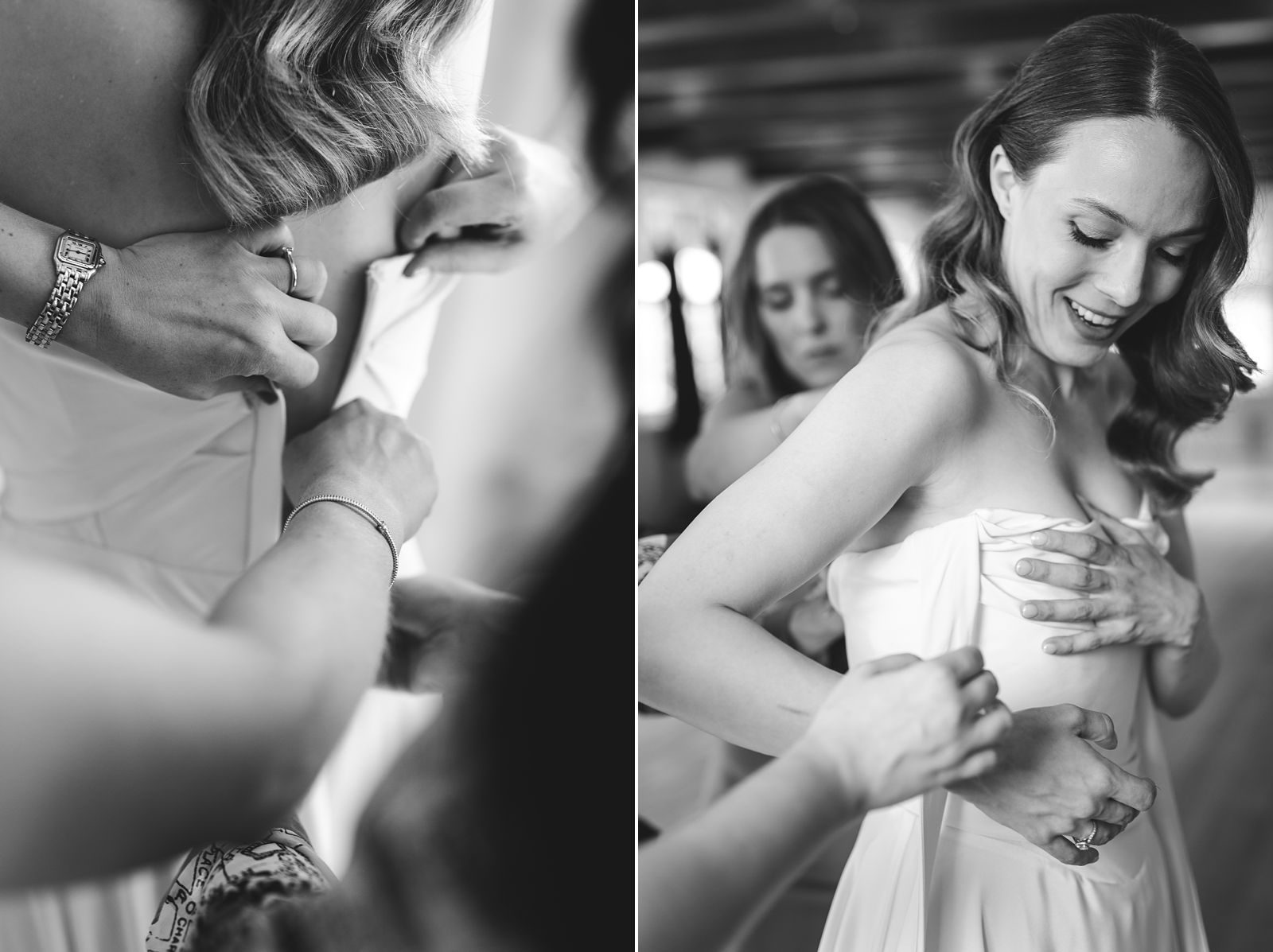 Candid getting ready photos at a forest wedding near Dyrehaven