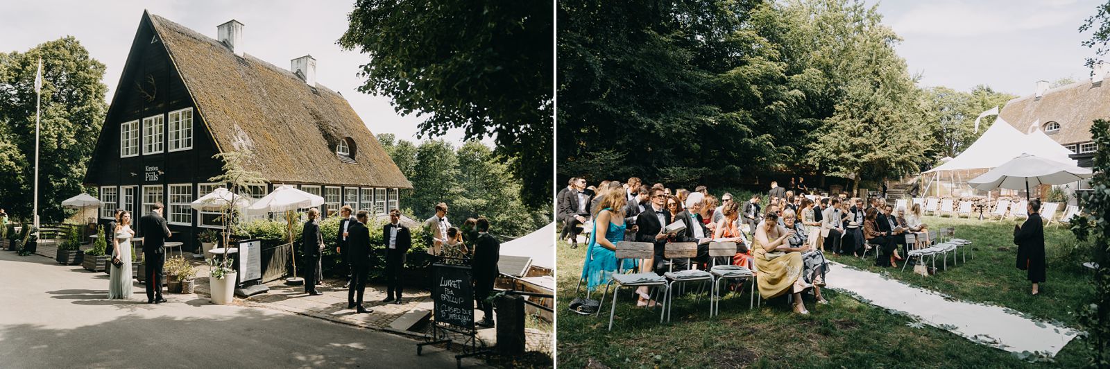 Outdoor wedding ceremony at Kilden i Skoven in Dyrehaven, Copenhagen