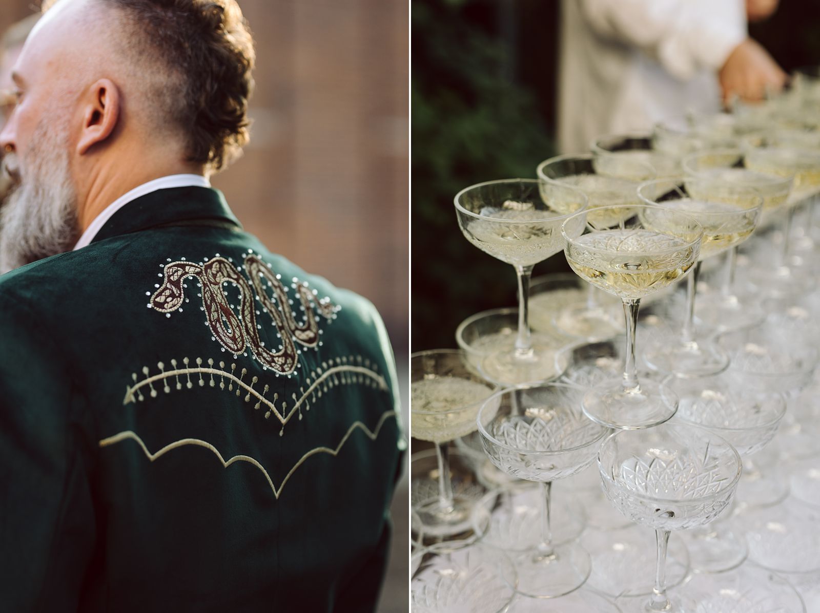 embroidered tuxedo detail for a same-sex marriage in Copenhagen