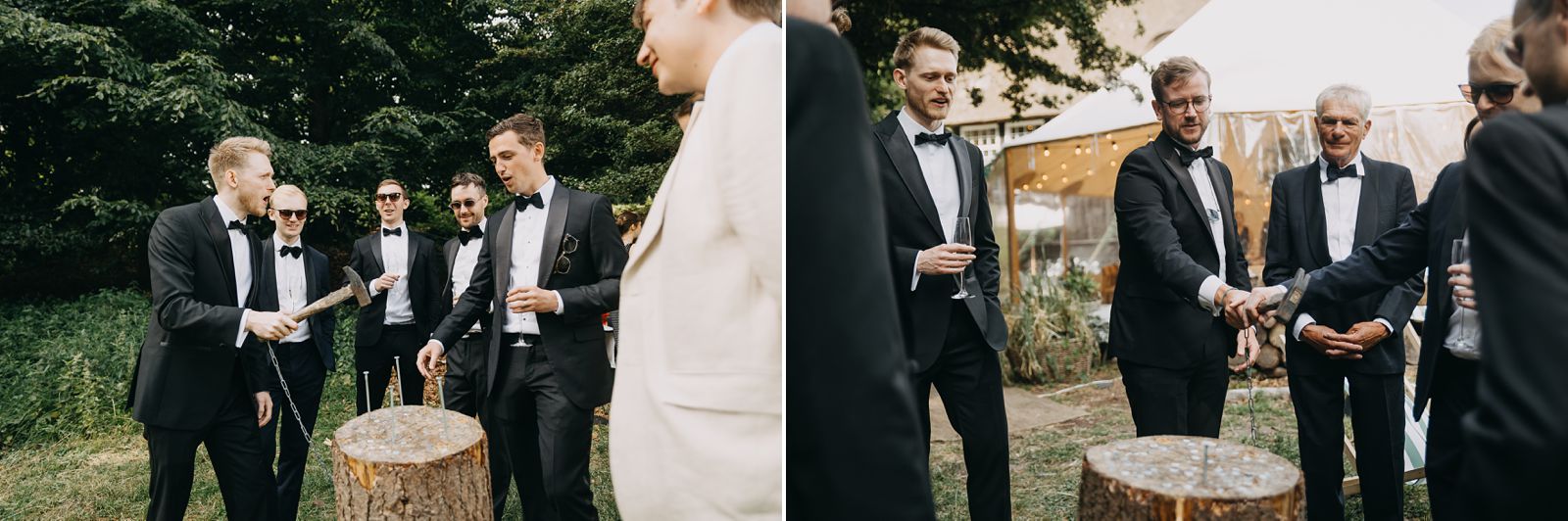 Candid moments of guests enjoying a relaxed wedding in Denmark