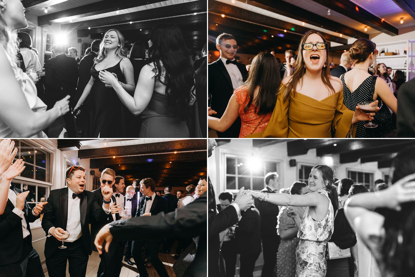 Wedding guests dancing during a lively reception in Copenhagen